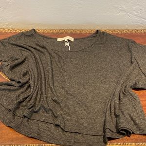 Joah Brown Crop, mid-riff yoga tee.